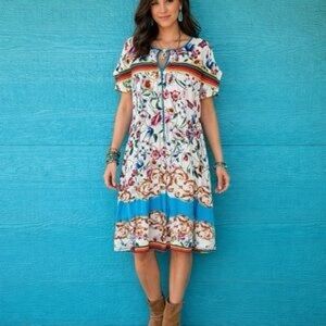 Johnny Was Floral Midi Dress Size L